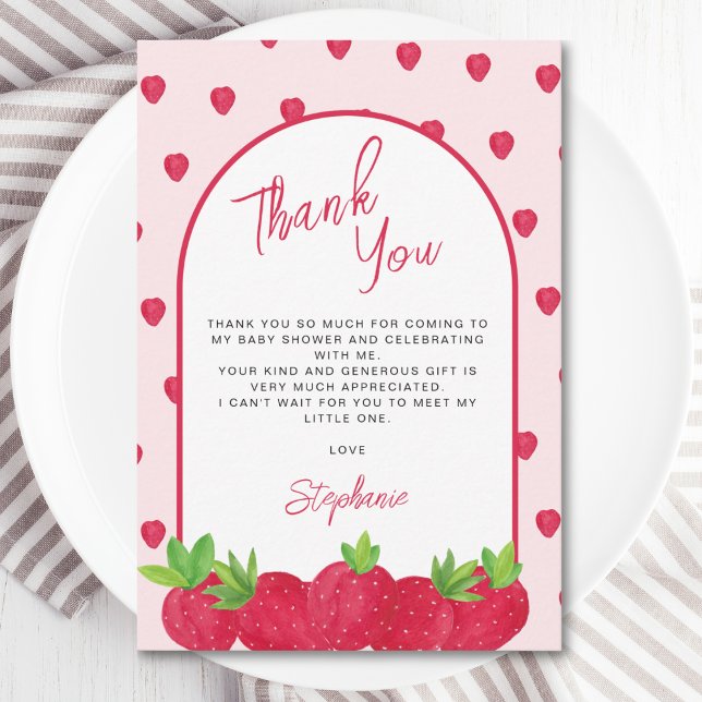 Strawberry Baby Shower  Thank You Card (Creator Uploaded)