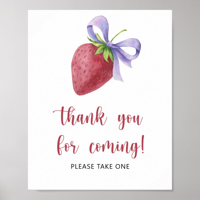 Strawberry baby shower - thank you for coming poster (Front)