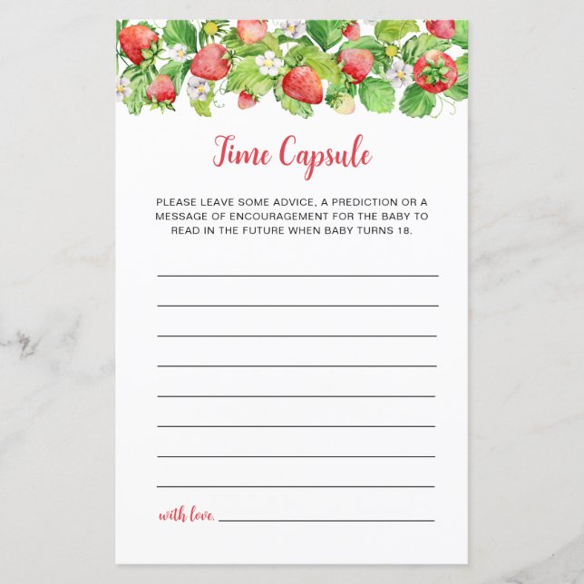 Strawberry Baby Shower Time Capsule (Front)
