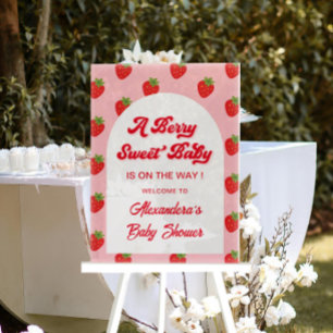 Strawberry Baby Shower Welcome Acrylic Sign