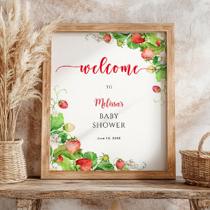 Strawberry Baby Shower Welcome  Poster