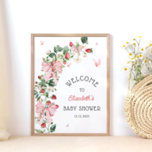 Strawberry Baby Shower Welcome  Poster