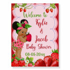 Strawberry Baby Shower Welcome Sign Afro Strawberr