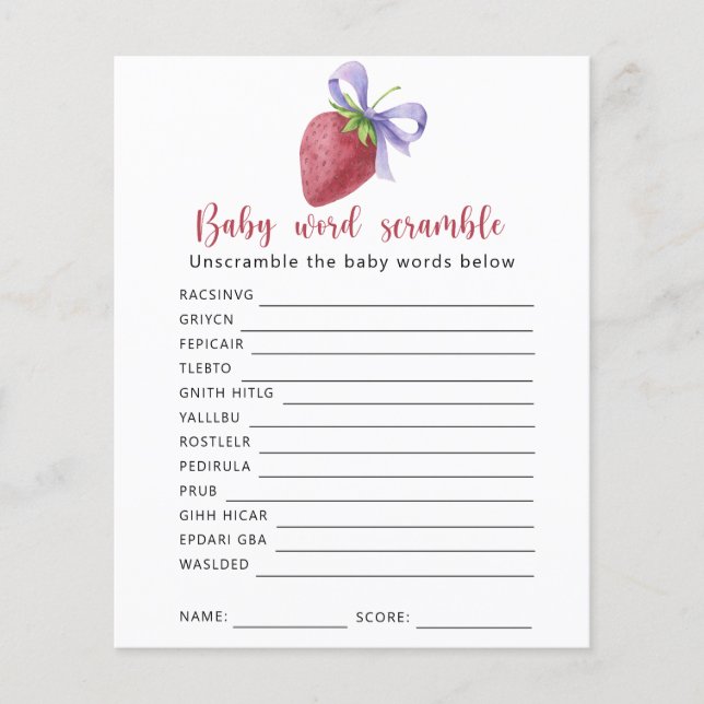 Strawberry - Baby Word Scramble Game (Front)