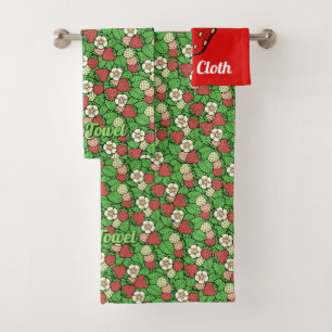 Strawberry Background Pattern Bath Towel Set