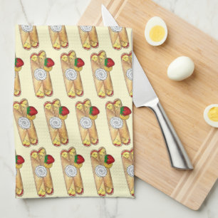 Strawberry Banana Crêpe Pancake French Food Crepes Tea Towel