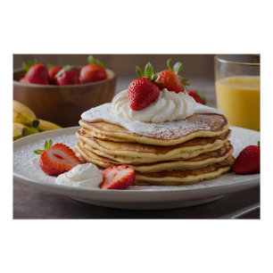 Strawberry & Banana Pancakes Poster