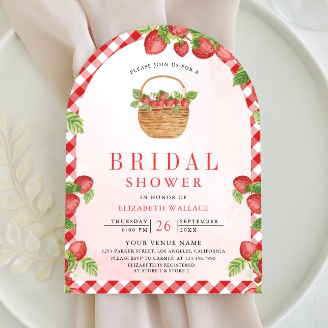 Strawberry Basket Berry Sweet Arch Bridal Shower Invitation (Creator Uploaded)