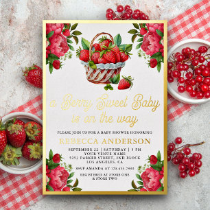 Strawberry Basket Berry Sweet Baby Shower Gold