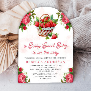 Strawberry Basket Berry Sweet Baby Shower Invitation