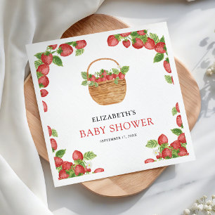 Strawberry Basket Berry Sweet Baby Shower Napkin