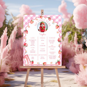 Strawberry Berry 1st Birthday Party Milestone Poster