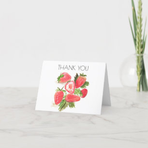 Strawberry Berry 1st First Birthday Thank you  Card