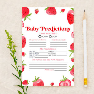 Strawberry Berry Baby Shower Predictions Activity Stationery