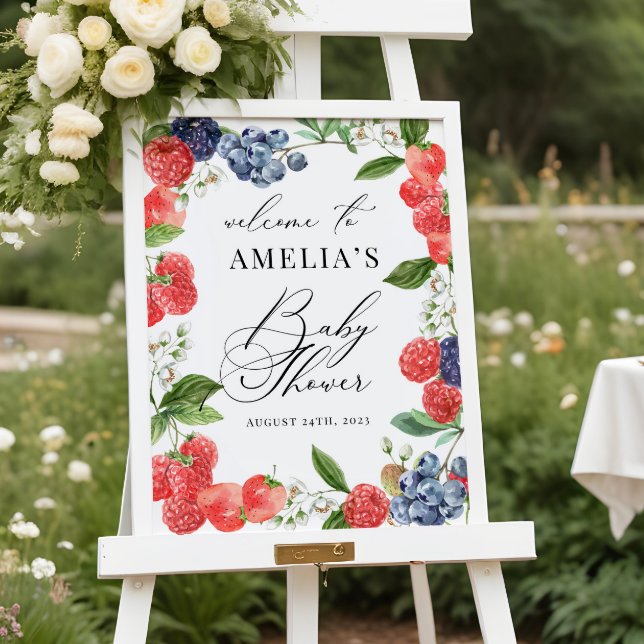 Strawberry Berry Baby Shower Welcome Sign (Creator Uploaded)