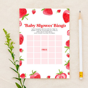 Strawberry Berry Bingo Baby Shower Game Stationery