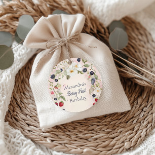 Strawberry Berry First 1st Birthday Party Classic Round Sticker