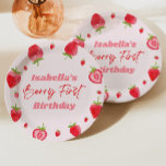 Strawberry Berry First 1st Birthday Party Paper Plate<br><div class="desc">This is a Strawberry Berry First 1st Birthday Party Paper Plates!</div>