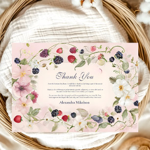  Strawberry Berry First 1st Birthday Party  Thank You Card