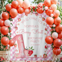 Strawberry Berry First 1st Birthday Wavy Welcome
