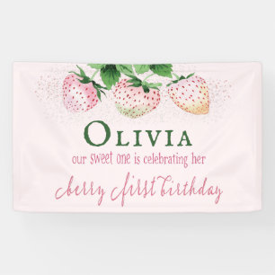 Strawberry Berry First Birthday Banner