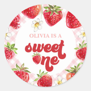 Strawberry Berry First Birthday Classic Round Sticker