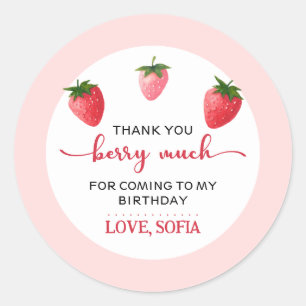 Strawberry Berry First Birthday  Classic Round Sticker