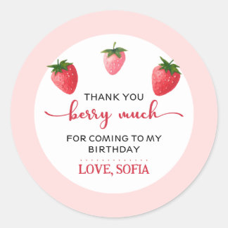Strawberry Berry First Birthday Classic Round Sticker