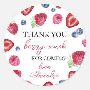 Strawberry Berry First Birthday Classic Round Sticker