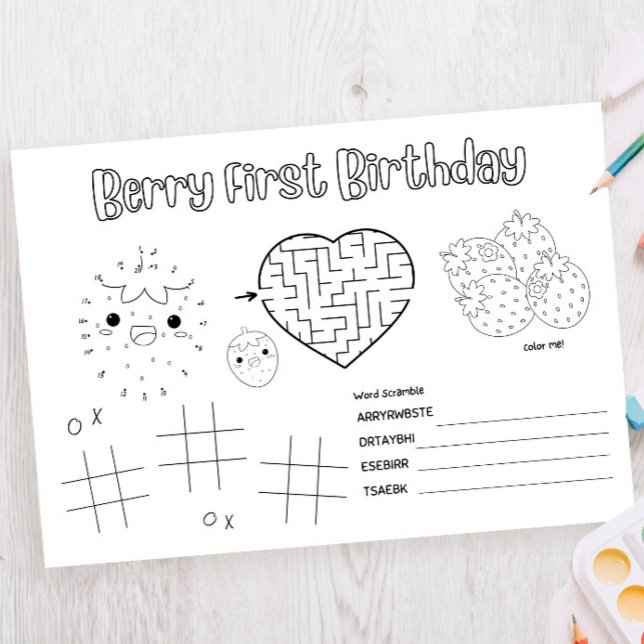 Strawberry Berry First Birthday Colouring Activity (Creator Uploaded)