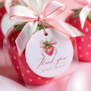 Strawberry Berry First Birthday Favour Tags