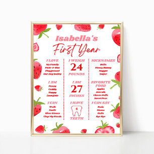 Strawberry Berry First Birthday Milestone Sign