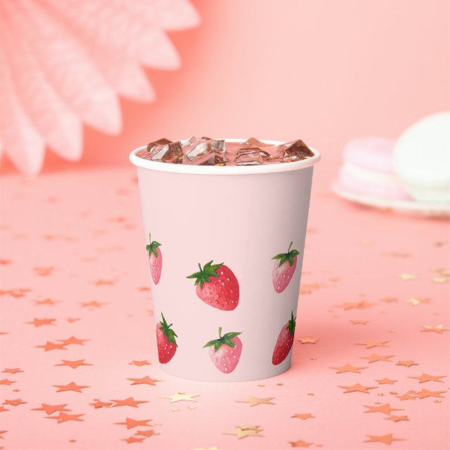 Strawberry Berry First Birthday Paper Cups (Insitu)
