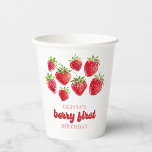 Strawberry Berry First Birthday Paper Cups