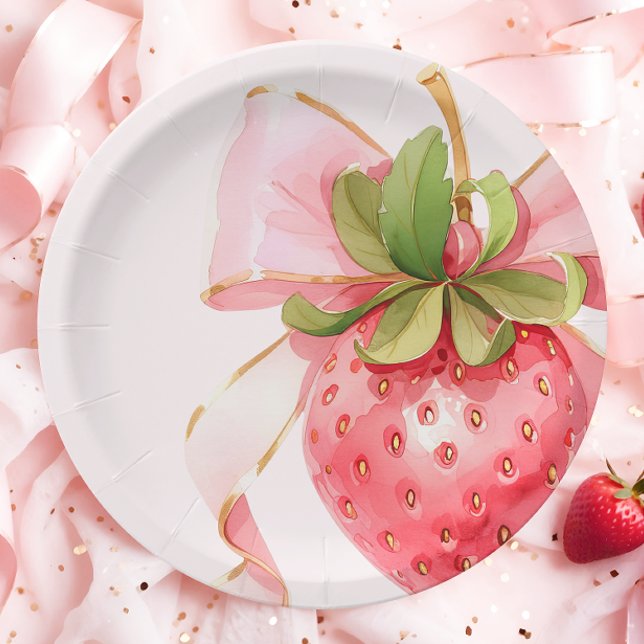 Strawberry Berry First Birthday Paper Plate (Creator Uploaded)