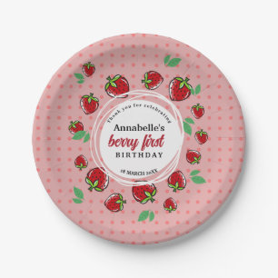 Strawberry Berry First Birthday  Paper Plate