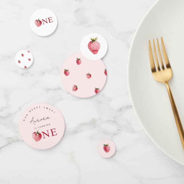 Strawberry berry first birthday party confetti (Group)