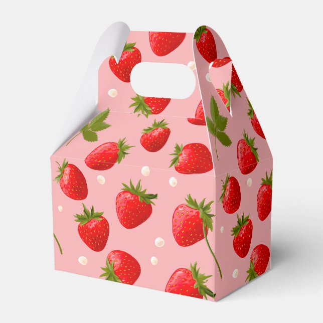 Strawberry Berry First Birthday Party Favour Box (Front Side)