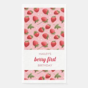 Strawberry Berry First Birthday Party Napkin