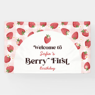 Strawberry Berry First Birthday Party Welcome Banner
