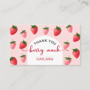 Strawberry Berry First Birthday Thank you Card