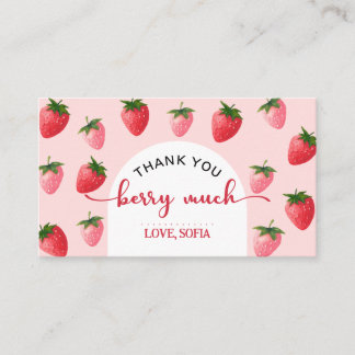 Strawberry Berry First Birthday Thank you Card
