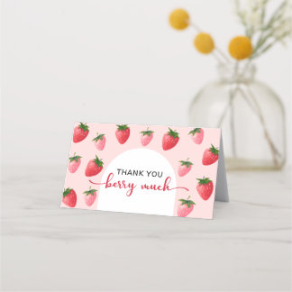 Strawberry Berry First Birthday Thank you card