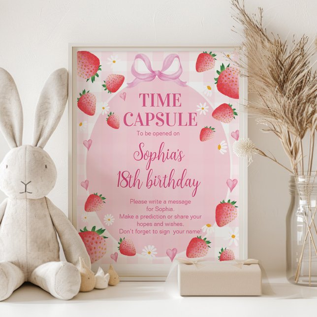 Strawberry Berry First Birthday Time Capsule Sign (Creator Uploaded)