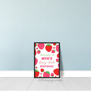 Strawberry Berry First Birthday Welcome Sign