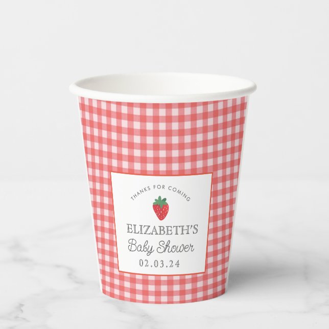 Strawberry Berry First Picnic Baby Shower  Paper Cups (Front)