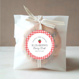 Strawberry Berry First Picnic Birthday Classic Round Sticker