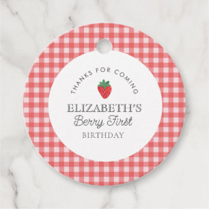 Strawberry Berry First Picnic Birthday  Favour Tags