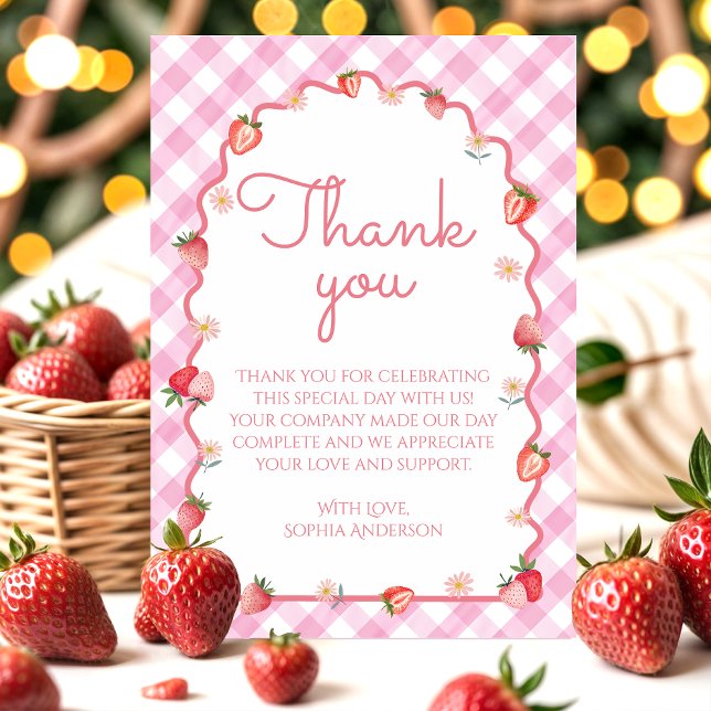 Strawberry Berry First Thank You Card (Creator Uploaded)