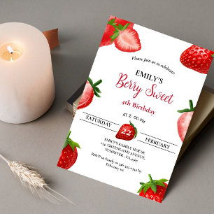Strawberry Berry Girl any Birthday Berry Sweet Invitation